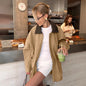 Women's Lapel Trench For French Style Design Contrast Coats