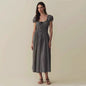 Women's Plaid Square Collar Cotton Holiday Waist Mid-length Dresses
