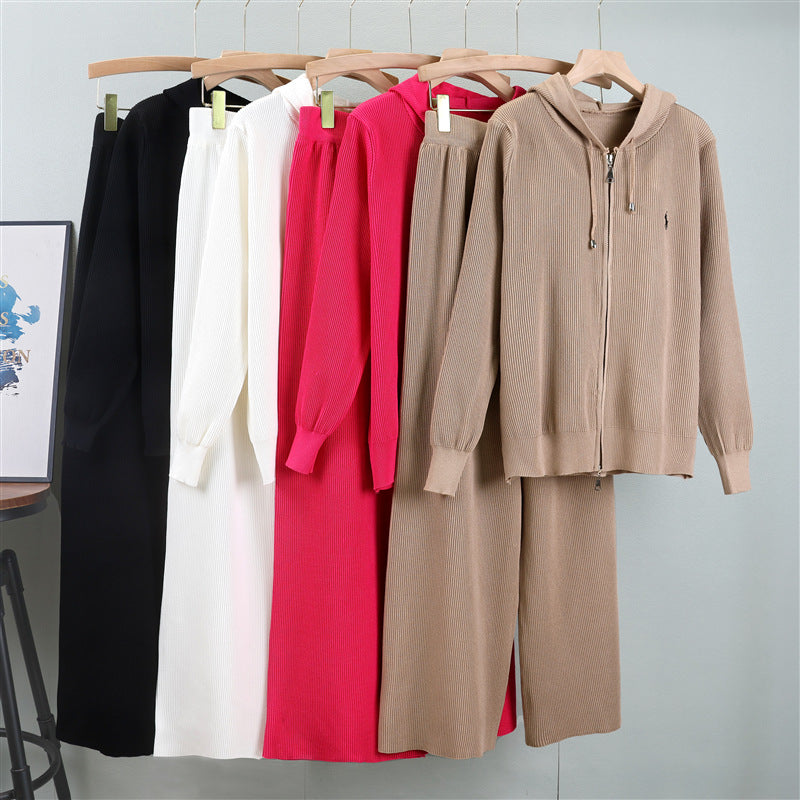 High Sense Loose Western Style Casual Hooded Embroidered Suits