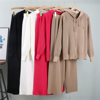 High Sense Loose Western Style Casual Hooded Embroidered Suits