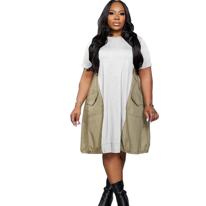 Women's Summer Dress Fashion Design Stitching Loose Plus Size