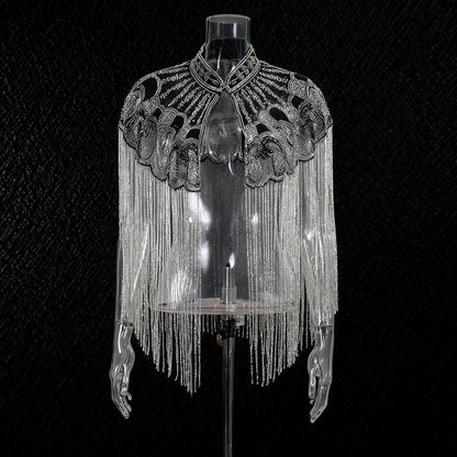 Women's Fashionable Tassel Round Neck Banquet Party Coats