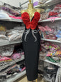 Red Flower Drill Chain Sexy Low Cut Strapless Dresses