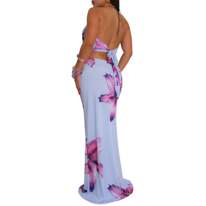 Women's Russian Sexy Swing Collar Backless Halter Suits