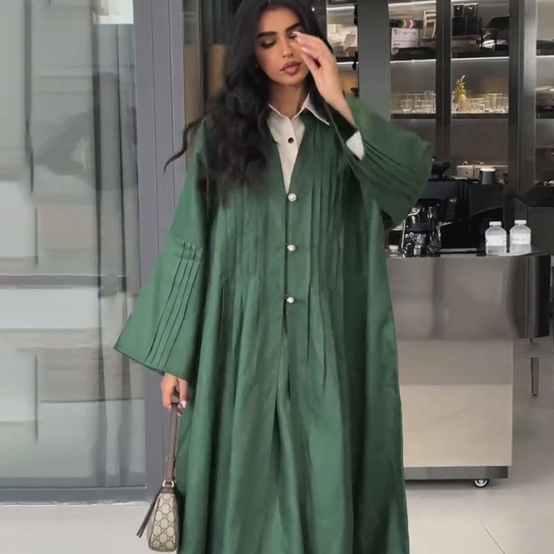 Cool Designer Model Simplicity Pleated Loose Coats
