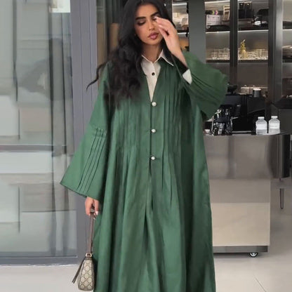 Cool Designer Model Simplicity Pleated Loose Coats