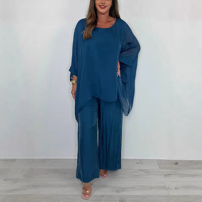 Fashion Loose Chiffon Long Sleeve Wide Suits