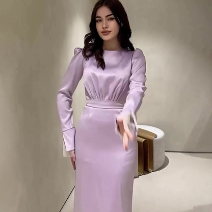 Women's Autumn Pleated Slimming Long Sleeve French Dresses