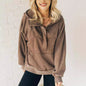 Women's Ladies Half Zipper Wash Hoodie Sweatshirt Sweaters