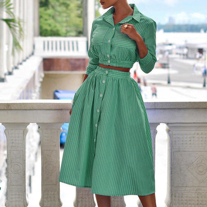 Spring Stylish Temperament Long Sleeves Striped Suits