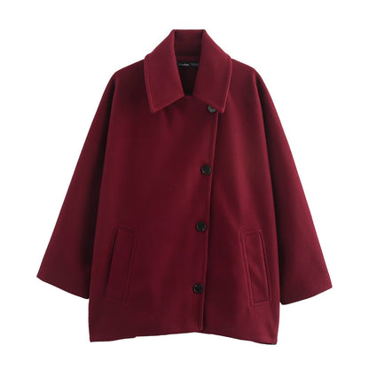 Slouchy Classic Single-breasted Lapel Loose Wool Jackets