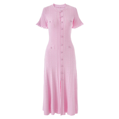 High Quality French Style Temperament Sleeve Hollow Thread Dresses
