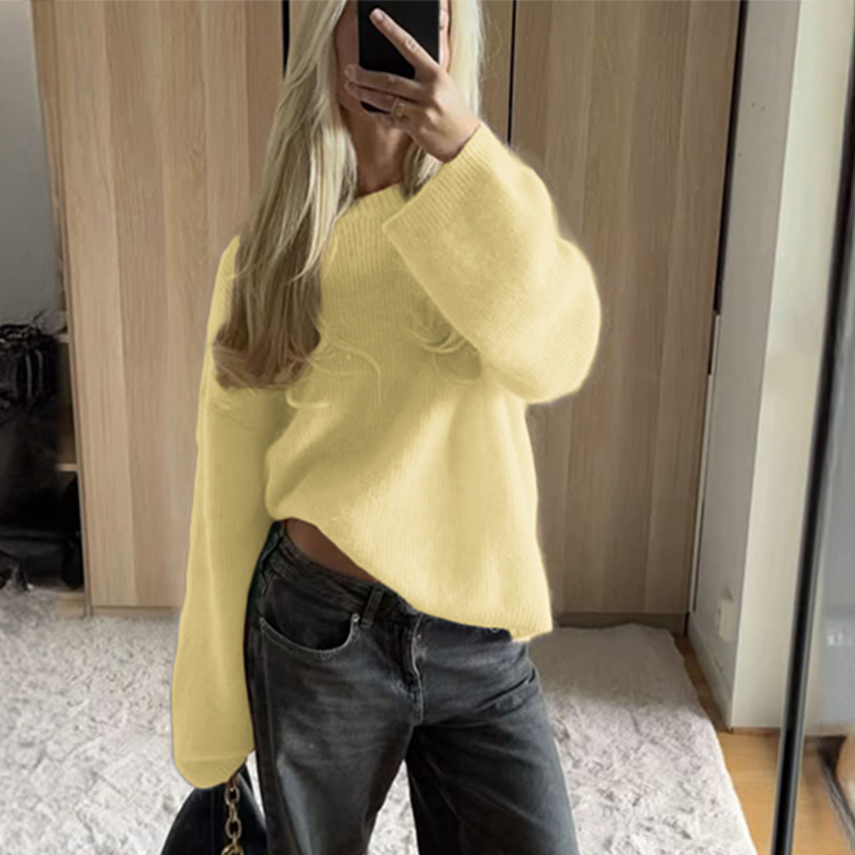 Women's Fashion Temperament Pure Color Long Sleeve Clothing