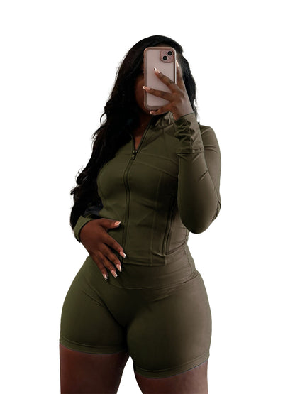 Leisure Sexy Tight Long Sleeve Two-piece Suits