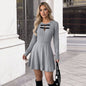 Elegant Style Woolen Bow Decoration Gray Dresses
