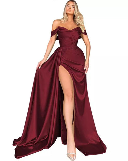 High Slit Sexy Host Slimming Party Wedding Dresses