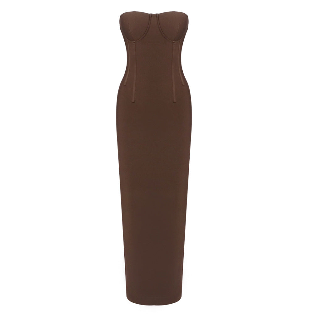 Dress Sleeveless Tube Backless Slit Long Dresses
