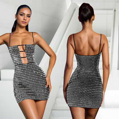 Women's Fashion Wear Sexy Slim Fit Rhinestone Dresses