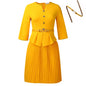 Women's Three-quarter Sleeve Fashionable Elegant Pleated Dress Dresses