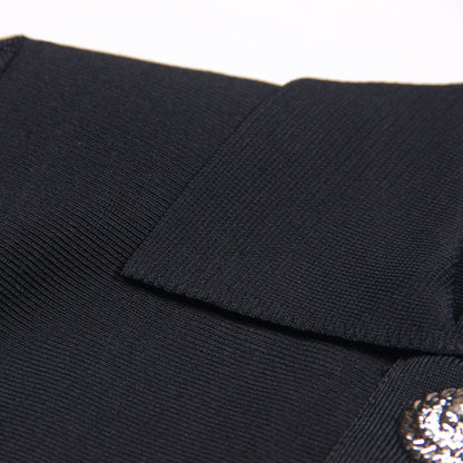 Women's High Quality Knitted Lapel Slim Fit Slimming A- Line Dresses