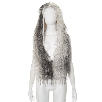 Women's Fur Deep V Halter Bare Back Blouses