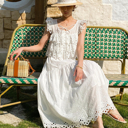 Women's Elegant Summer French Hollow White Suits