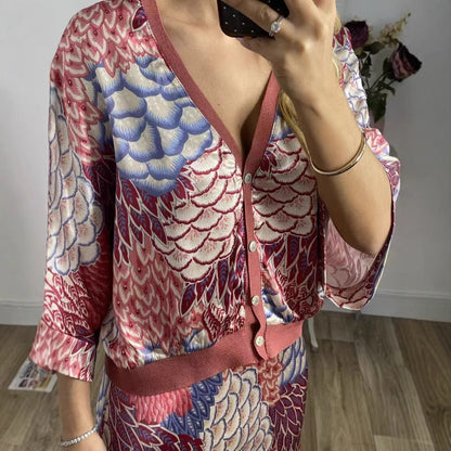 Elegant Home Satin Printed Sleeve Wrapped Suits