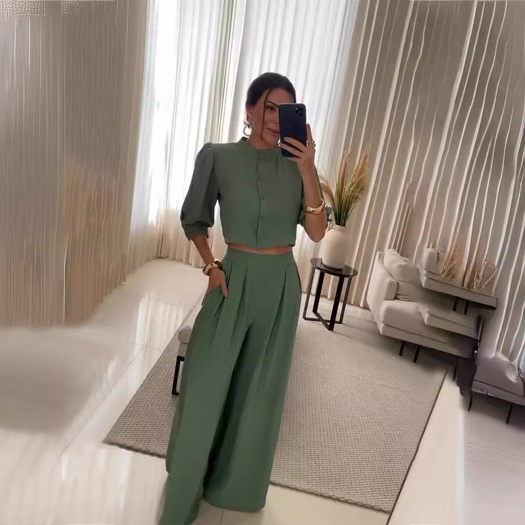 Women's Summer Fashion Striped Half Sleeve Trousers Suits