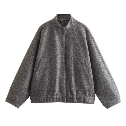 Women's Simple Versatile Stand Collar Zipper Casual Coats