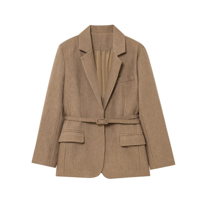 Women's Unique Fashion Casual Woolen Belt Coats