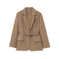 Women's Unique Fashion Casual Woolen Belt Coats