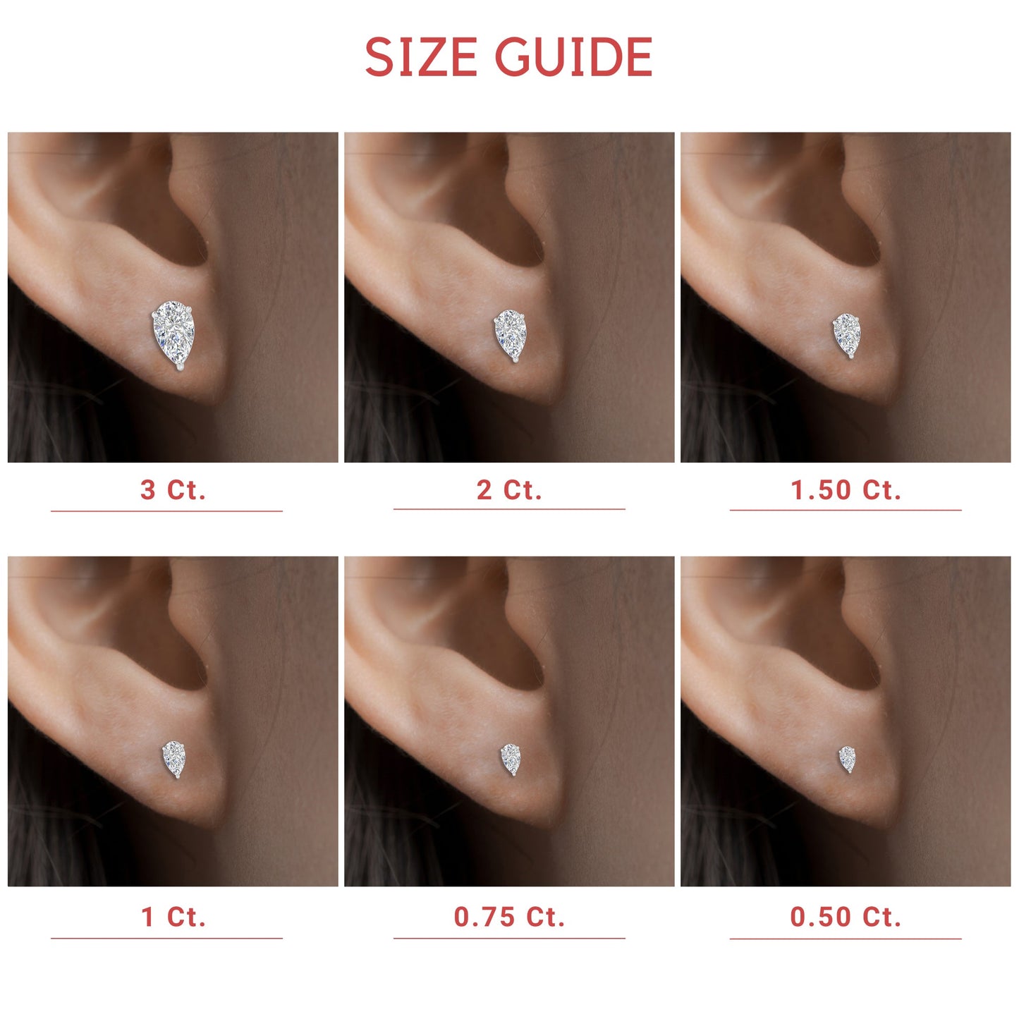 Three-Prong Pear Diamond Solitaire Stud Earrings [IGI Certified]