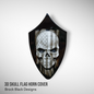 Side-mounted horn cover 3D skull with tattered American flag full color