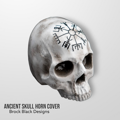 3D ancient skull with tattered American flag