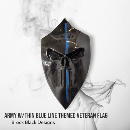 Thin blue line 3D Punisher with Army Veteran flag