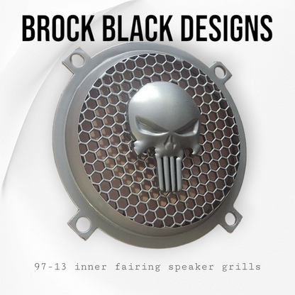 97-25+ Harley inner 3D punisher speakers grill covers set
