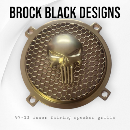 97-25+ Harley inner 3D punisher speakers grill covers set