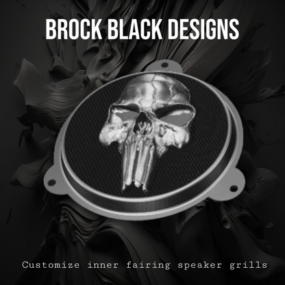 97-25+ Harley inner Touring 3D Punisher skull speakers grill covers set