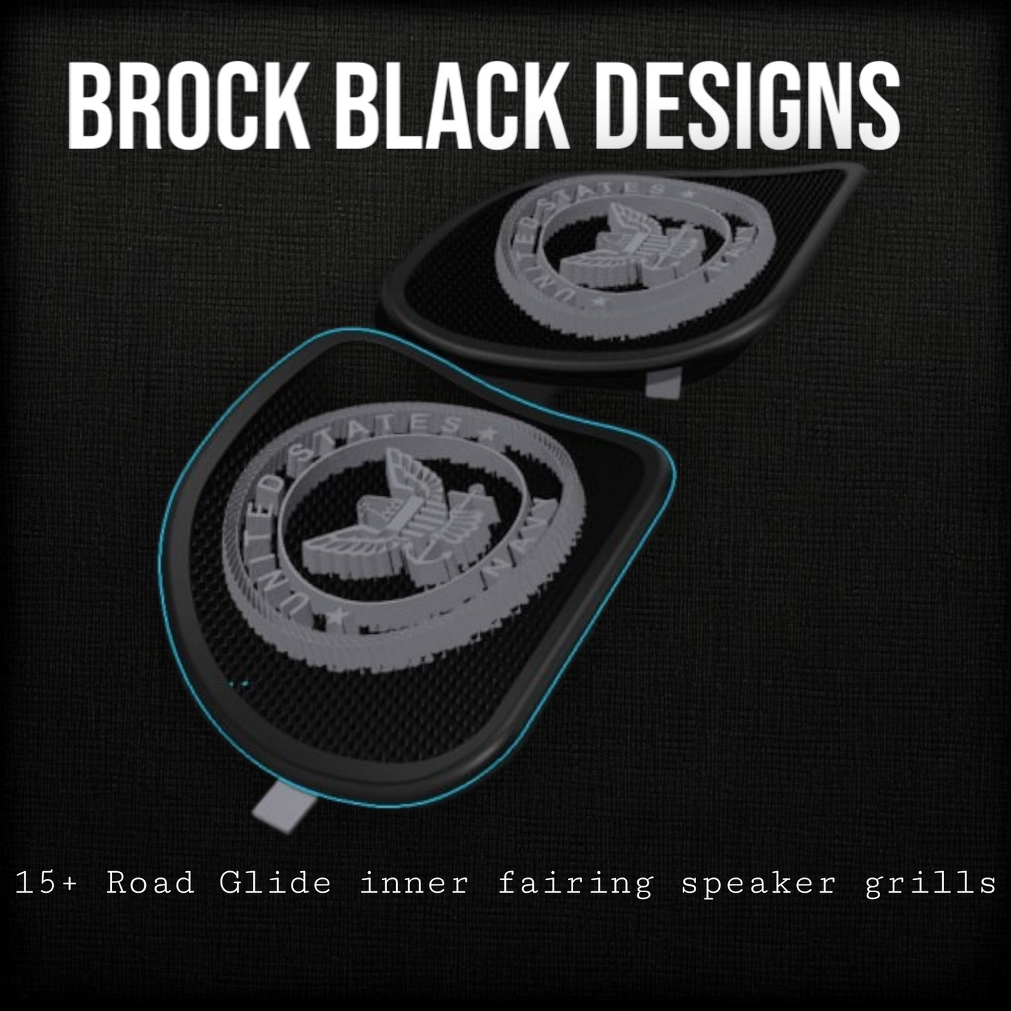 98-2024+ Road Glide 3D Navy speakers grill covers set