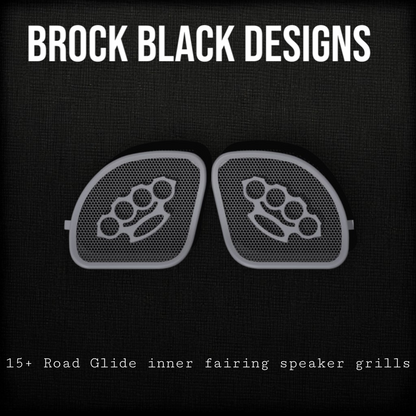 98-2024+ Road Glide 3D brass knuckles speakers grill covers set