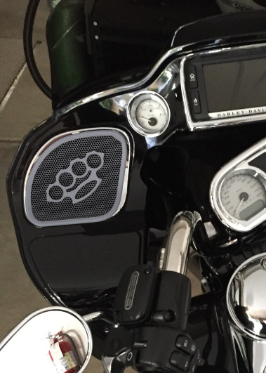 98-2024+ Road Glide 3D brass knuckles speakers grill covers set