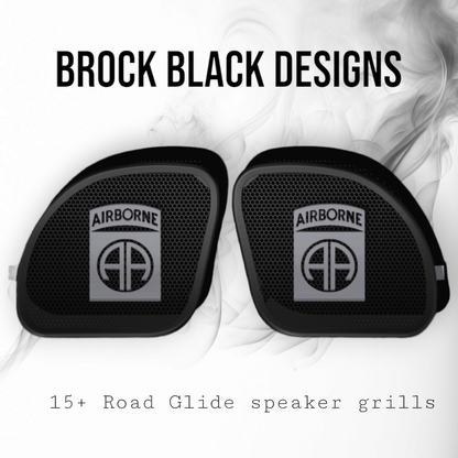 98-2024+ Road Glide 3D Airborne logo speakers grill covers set