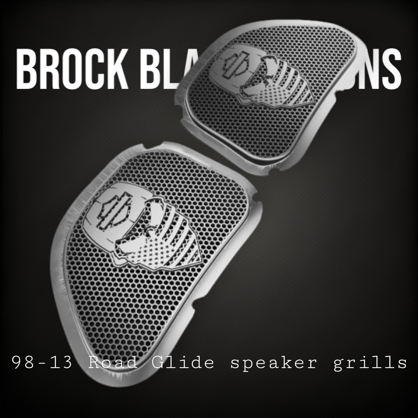 98-2024+ Road Glide 3D skull speakers grill covers set