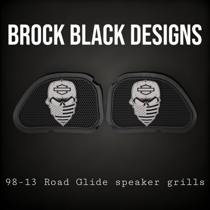98-2024+ Road Glide 3D skull speakers grill covers set