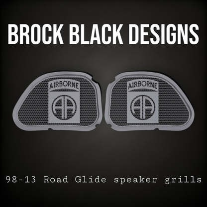98-2024+ Road Glide 3D Airborne logo speakers grill covers set