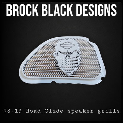 98-2024+ Road Glide 3D skull speakers grill covers set