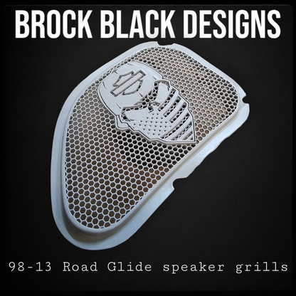 98-2024+ Road Glide 3D skull speakers grill covers set