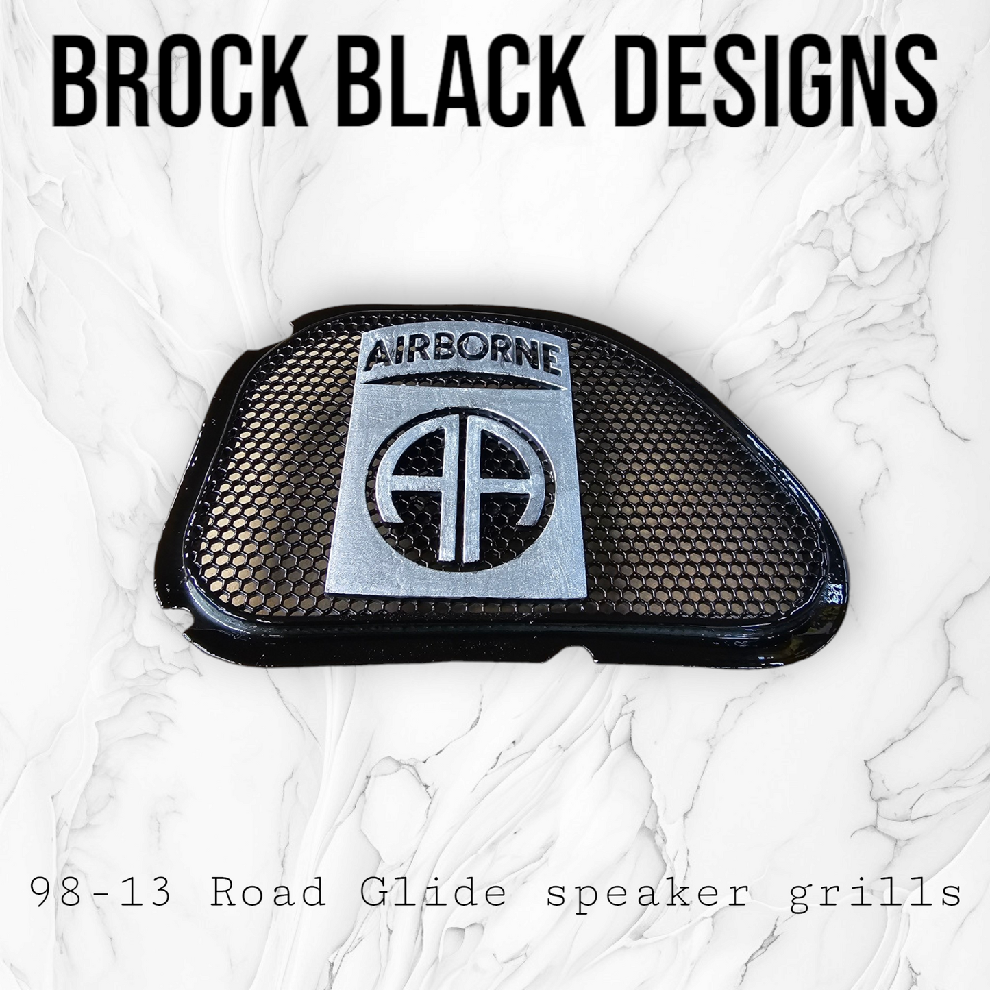 98-2024+ Road Glide 3D Airborne logo speakers grill covers set