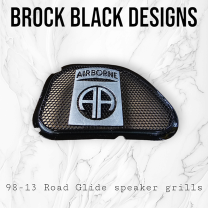 98-2024+ Road Glide 3D Airborne logo speakers grill covers set