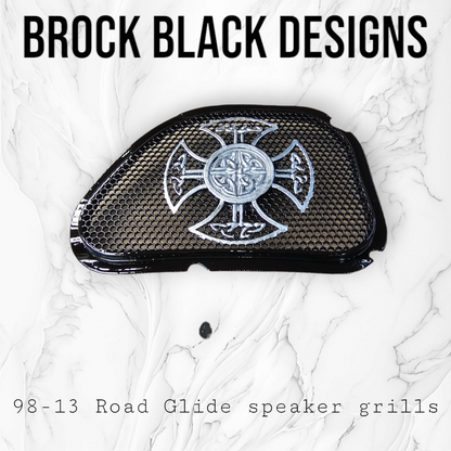 98-2024+ Road Glide 3D Celtic cross speakers grill covers set